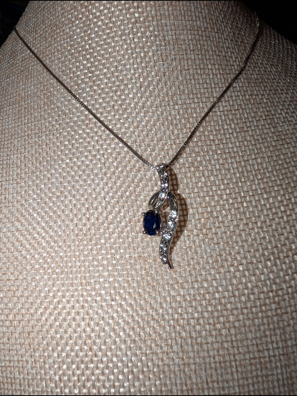 Elegant Blue Sapphire and White Sapphire Pendant Necklace - Women Jewelry